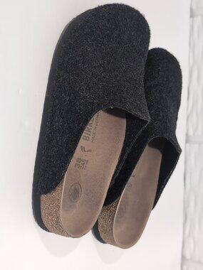 Birkenstock Amsterdam Vegan Womens Size 38 Dark Gray Felt Clog Mule Comfort
